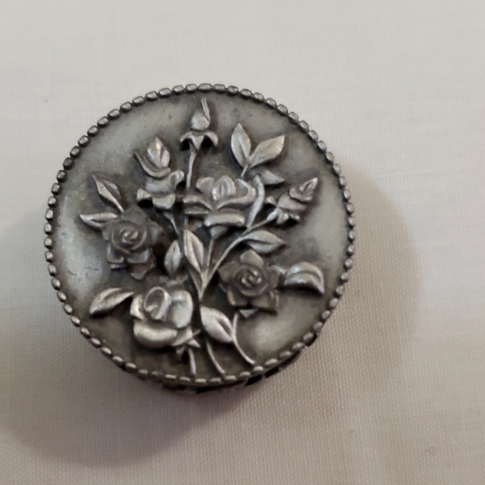Pewter Miniature Jewelry Box with Necklace and Earrings.